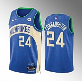 Men's Milwaukee Bucks #24 Pat Connaughton Blue 2023-24 City Edition Stitched Basketball Jersey Dzhi,baseball caps,new era cap wholesale,wholesale hats